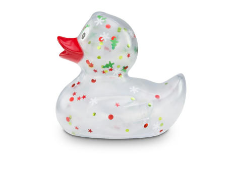 Werbeente Leni Lametta mit rotem Schnabel, ca. 8 cm Werbeartikel