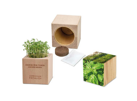 Product image Pflanz-Holz Grande mit Samen - Basilikum Werbeartikel