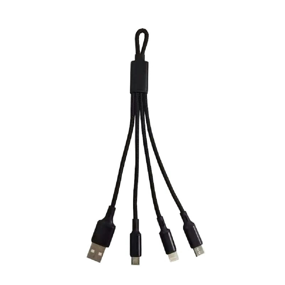 3in1 Mini Nylon Ladekabel 19,5cm Blau Werbeartikel