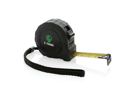 3m/16mm Maßband mit Stop-Taste aus RCS recycelt. Kunststoff bedrucken