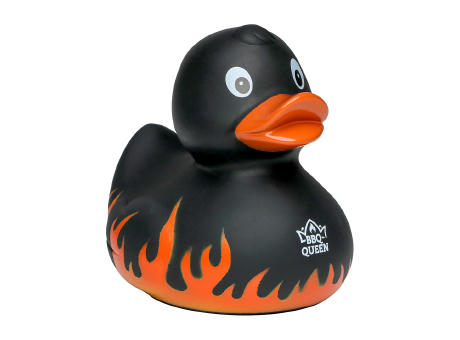Product image Quietsche-Ente Flammen mit Slogan BBQ-Queen Werbeartikel