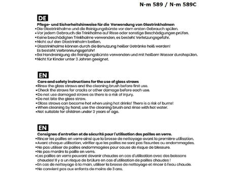Strohhalm-Set aus 2 farbigen Glas-Trinkhalmen mit Reinigungsbürste Werbeartikel