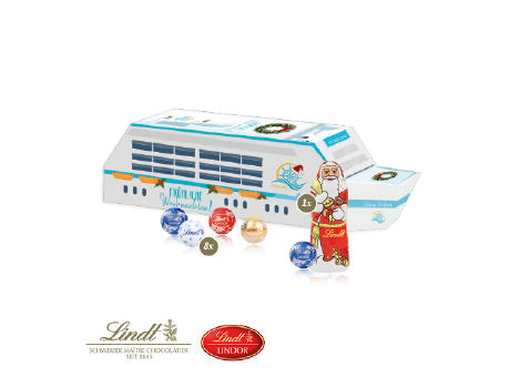 Product image 3D Präsent "Schiff" mit Lindt Minis und Nikolaus Werbeartikel