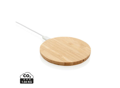 Product image Rundes kabelloses 5W-Ladegerät aus Bambus Werbeartikel