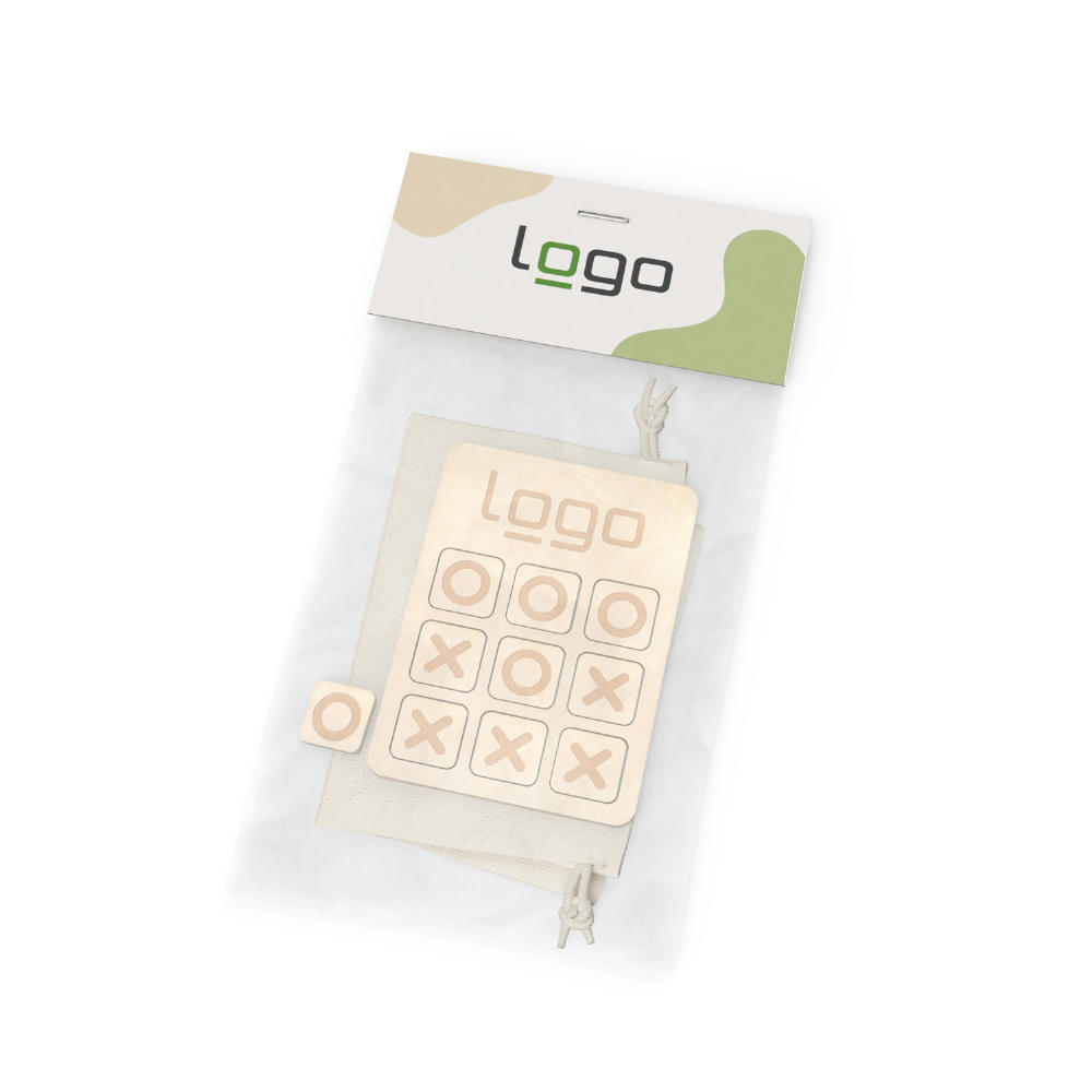 Tic-Tac-Toe – "Drei Gewinnt" (FSC® zertifiziert) inkl. Baumwollsäckchen Werbeartikel