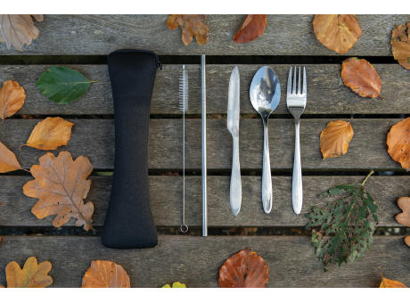 4-teiliges wiederverwendbares Besteckset aus Stainless-Steel Werbeartikel
