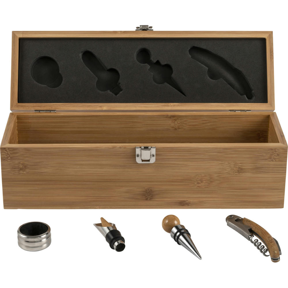 Product image Weinset und Geschenkbox aus Bambus Gareth Werbeartikel