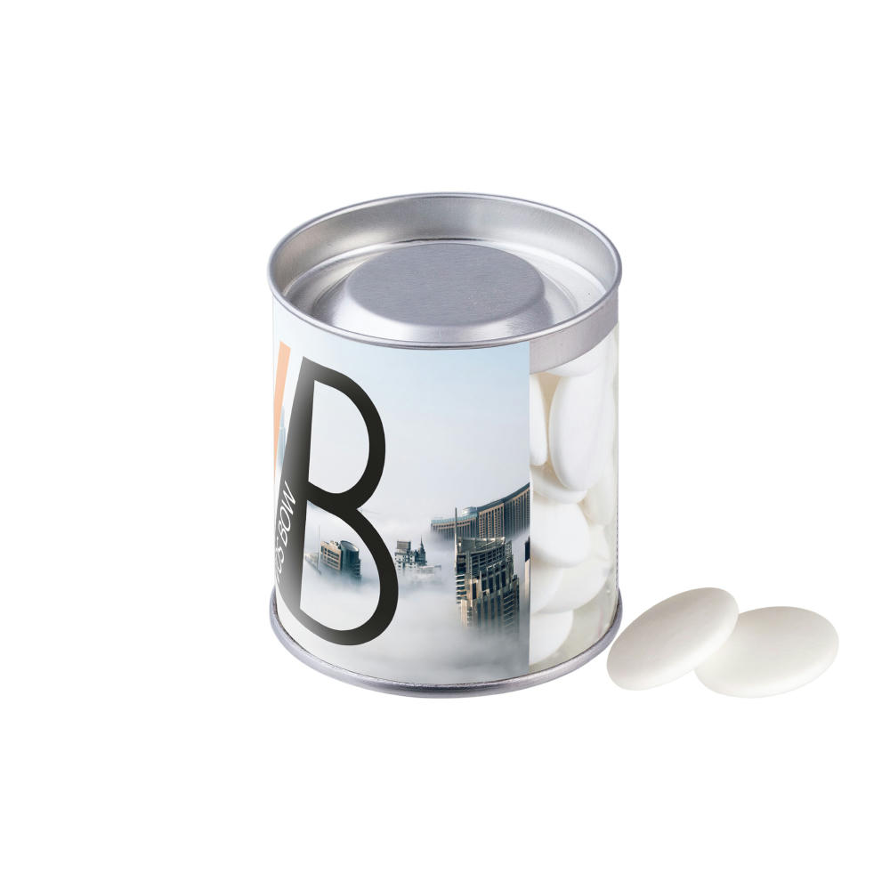 Product image Transparente Dose mit Pfefferminz Werbeartikel
