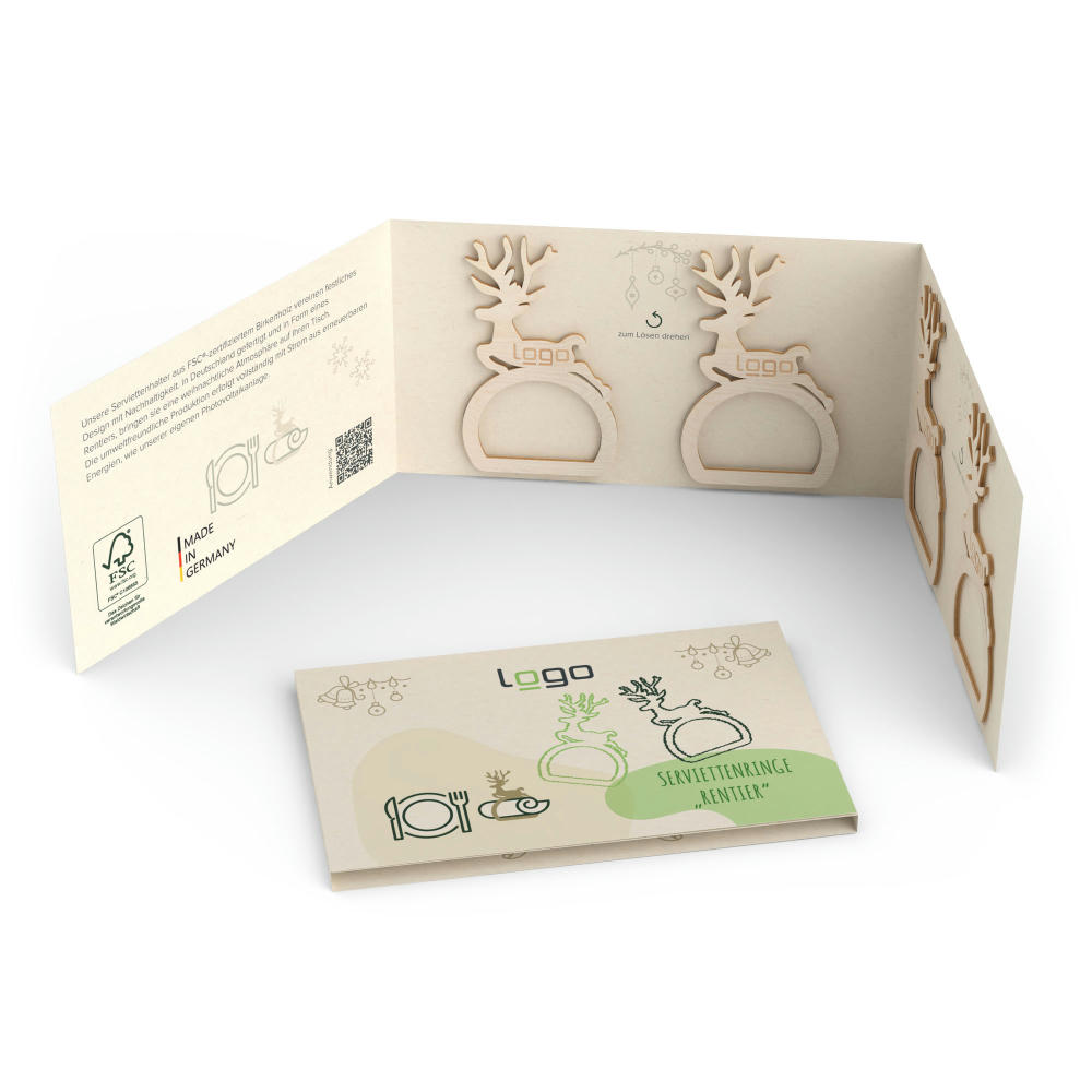 Serviettenring "Rentier" 4-er Set (FSC® zertifiziert) Werbeartikel