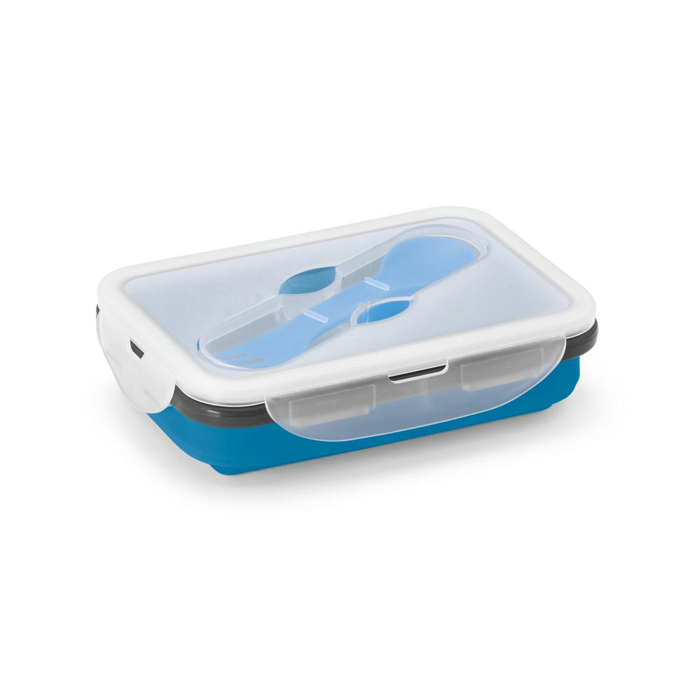 Product image SAFFRON. Lunchbox. Faltbare hermetische Frischhaltebox aus Silikon und PP 640 mL Werbeartikel