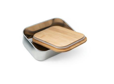 SHINO. Frischhaltebox (800 mL) aus Edelstahl und Deckel aus Bambus Werbeartikel