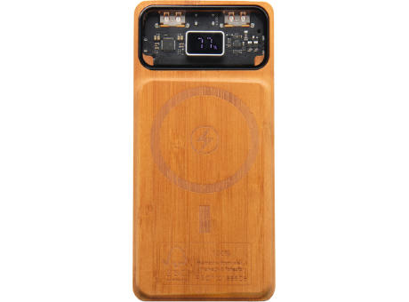 SCX.design P48 10.000 mAh magnetische 15W Powerbank aus Holz mit Leuchtlogo bedrucken