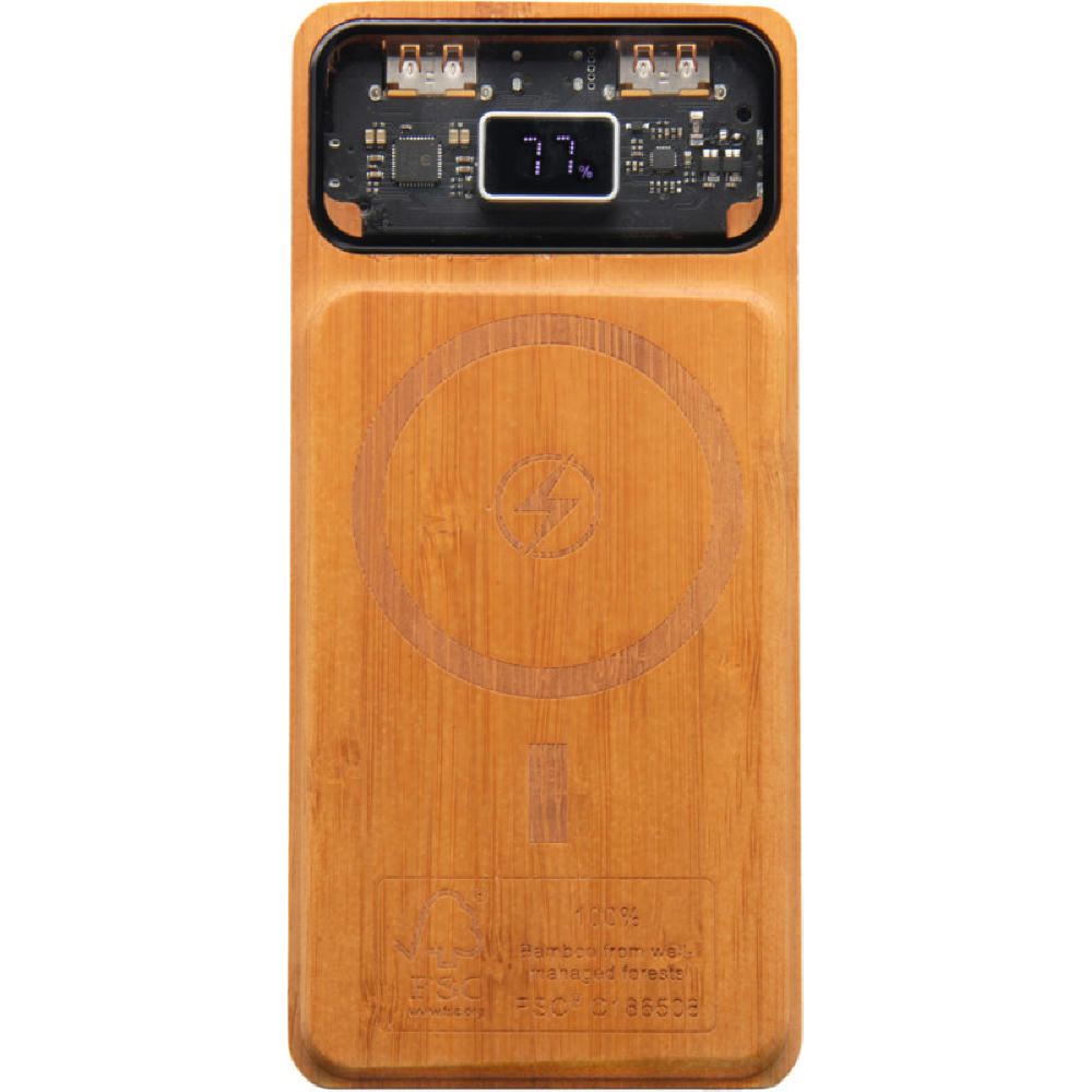Product image SCX.design P48 10.000 mAh magnetische 15W Powerbank aus Holz mit Leuchtlogo Werbeartikel