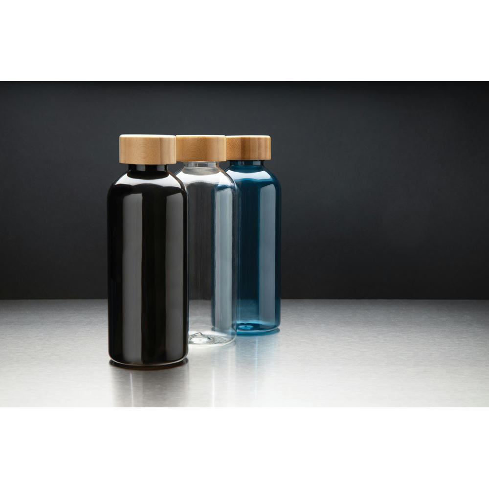 RCS rPET Flasche mit Bambus-Deckel Werbeartikel