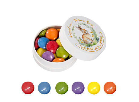 Product image Papier XS-Taschendose mit bunten Schokolinsen, 16g Werbeartikel