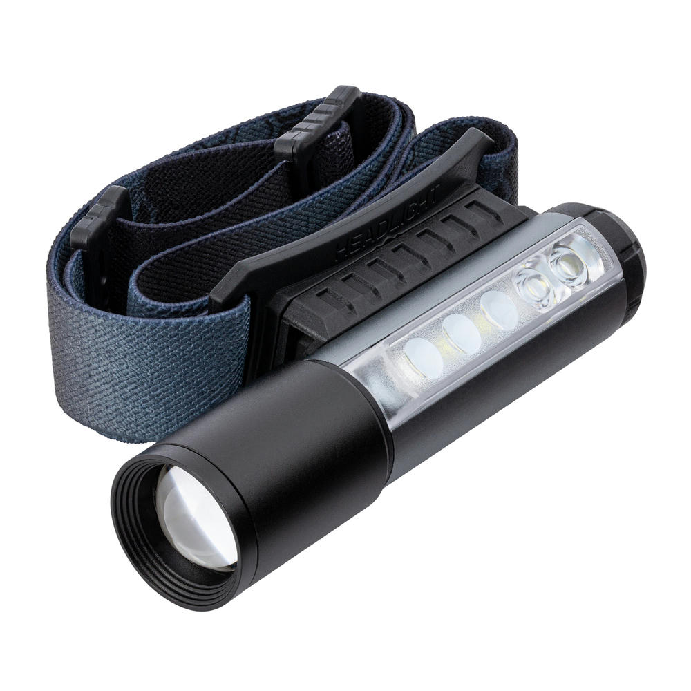 Product image Multifunktions-Kopflampe Sapporo mit Zoom-Spot und LED-Seitenlicht – Stirnlampe als Werbeartikel