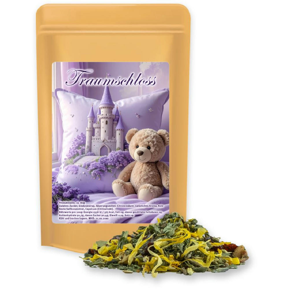 Kräutertee Lavendel, ca. 21g, Standbeutel Midi Werbeartikel