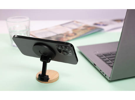 Magmount Telefonständer aus RCS rec. Kunststoff und Bambus Werbeartikel