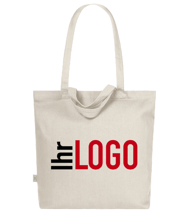 Halfar Freizeit Shopper ORGANIC in Natur als Werbeartikel – nachhaltige Baumwolltasche mit Logo bedrucken für Einkauf