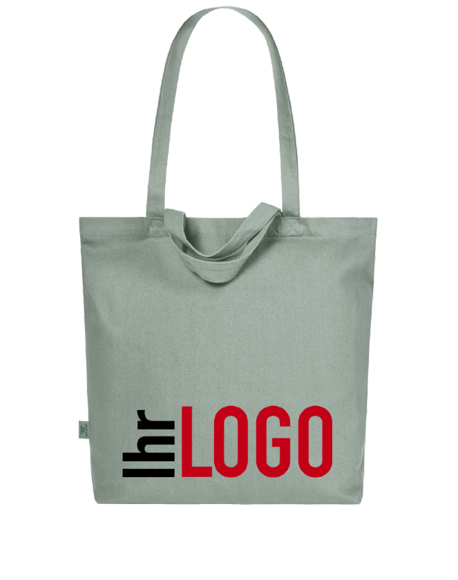 Halfar Freizeit Shopper ORGANIC in Grün/Grau als Werbeartikel – nachhaltige Tasche mit Logo für Unternehmen und Einkauf