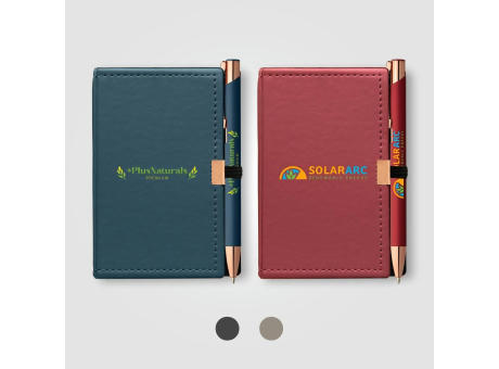 Caddy Notizbuch & Crosby Roségold Kugelschreiber - Geschenkset bedrucken