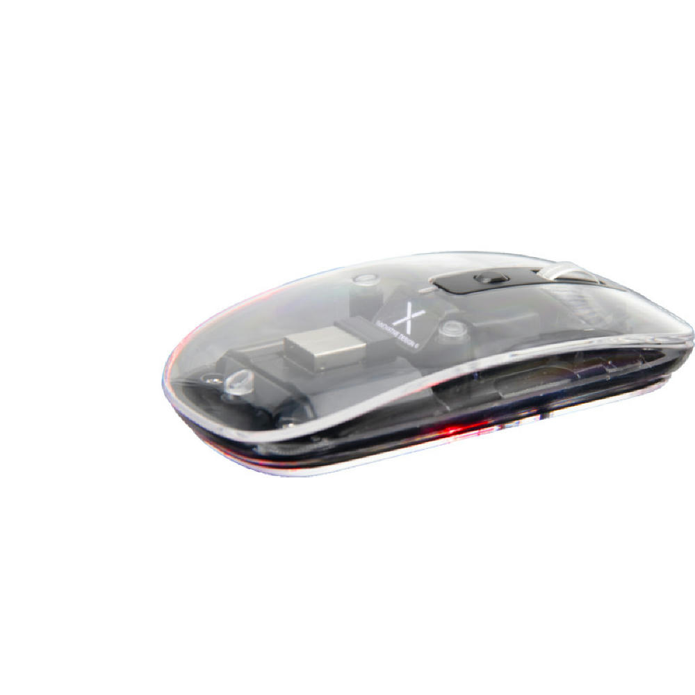 Product image SCX.design O24 transparente wireless multimode 2.4 Ghz Bluetooth® Maus mit Leuchtlogo Werbeartikel