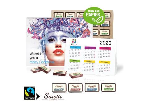 Product image „2 in 1“ Marken-Adventskalender Sarotti mit Jahresplaner, Inlay aus Papier Werbeartikel