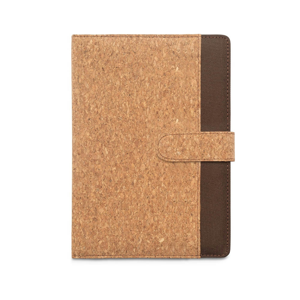 FIELDING. Mappe A5 aus Kork und recyceltem Polyester (100 % rPET) mit abnehmbarem Notizblock Werbeartikel