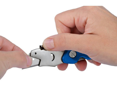 Trapezklingen-Klappmesser "Piranha blau" Werbeartikel