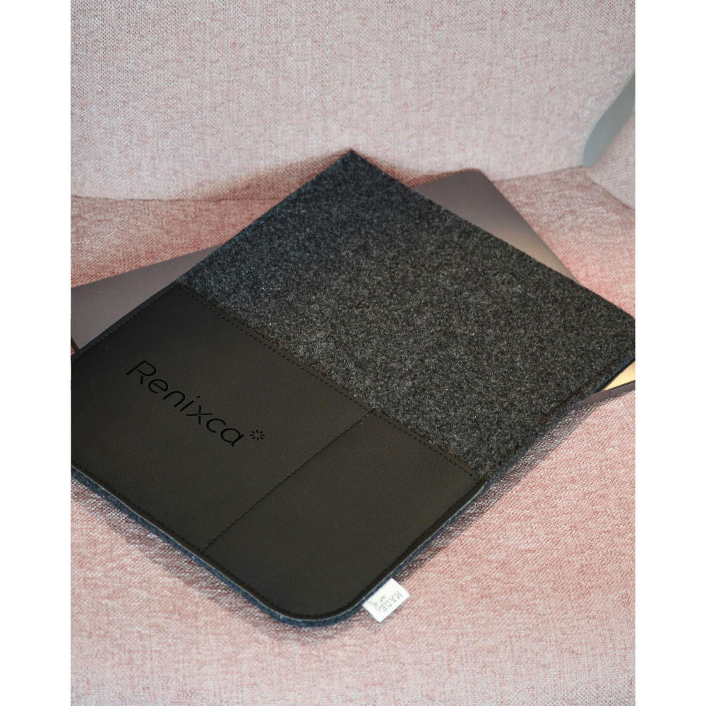 Recycled Felt & Apple Leather Laptop Sleeve 16" Werbeartikel