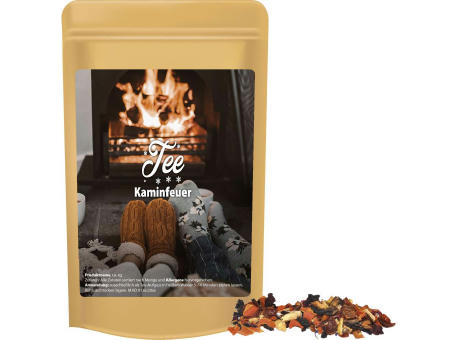 Product image Kaminfeuer Tee, ca. 20g, Standbeutel Mini Werbeartikel