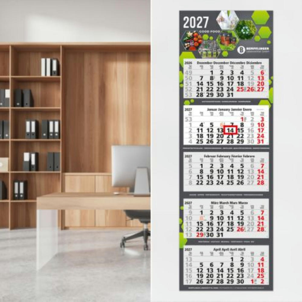 5-Monatskalender Mehrblock Penta Light 5 Werbung auf Rückwand Werbeartikel