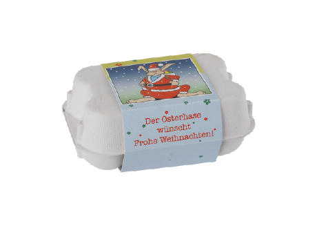 Product image Eierkarton 9,5 x 7 x 4 cm, gefüllt mit 6 Ostereiern Werbeartikel