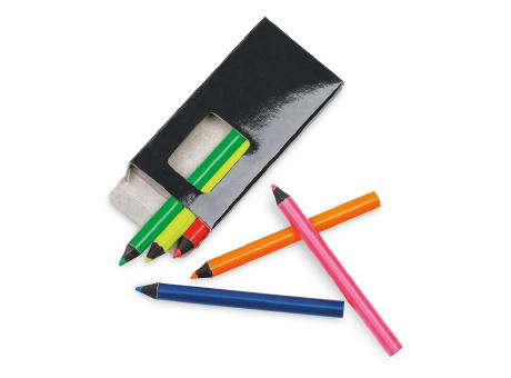 MEMLING. Bleistiftbox mit 6 Buntstiften Werbeartikel