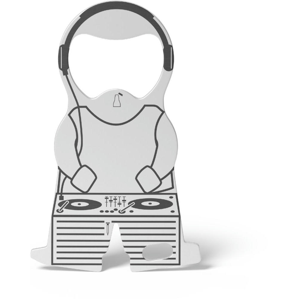 RICHARTZ Einkaufswagenlöser karl dj: Figur als DJ mit Kopfhörer und Plattenspieler – Werbeartikel mit Ihrem Logo
