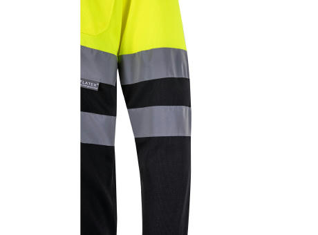 VL VULCAN LARGE. Zweifarbiges Poloshirt im Bird-Eye-Design (160g/m²) mit langen Ärmeln, aus Polyester (100%) Werbeartikel