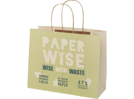 Product image Papiertüte 150 /m² aus landwirtschaftlichen Reststoffen mit gedrehten Griffen – 31 × 12 × 25 cm Werbeartikel