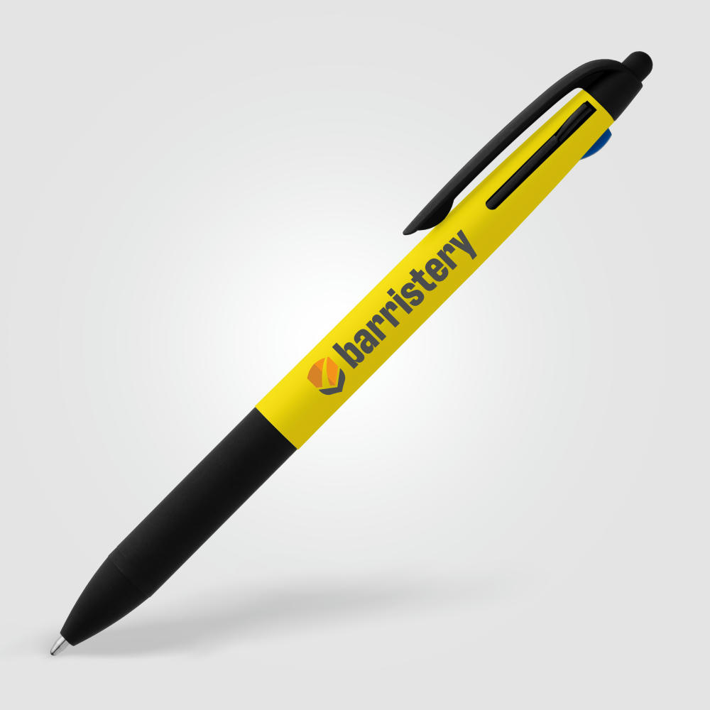 Malta 3-in-1-Kugelschreiber mit Stylus und Neon-Griff aus recyceltem Kunststoff  Werbeartikel