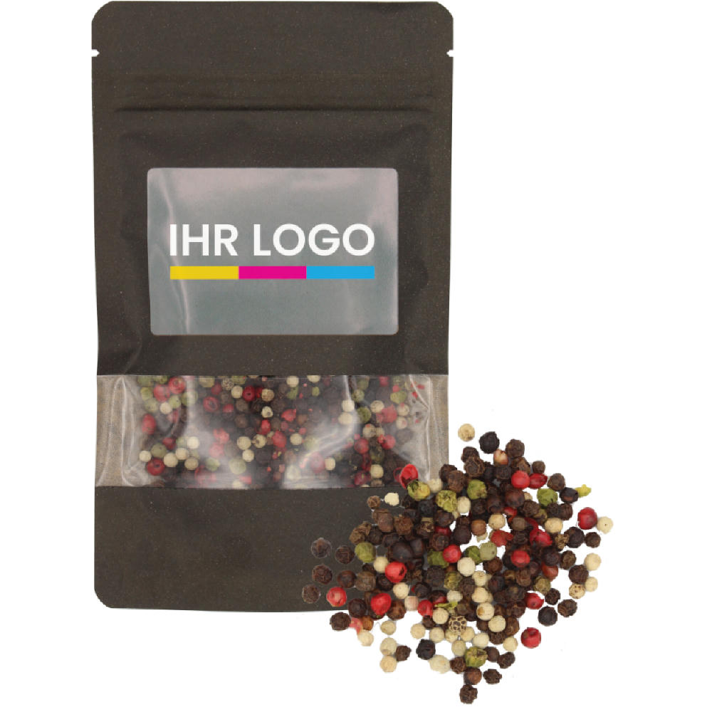 Product image Pfeffer bunt im Doypack groß Schwarz Werbeartikel