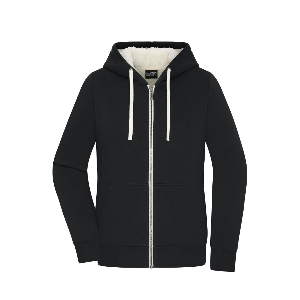 Product image Ladies' Doubleface Jacket - Kapuzenjacke aus BIO-Baumwolle mit weichem Sherpa-Futter Werbeartikel