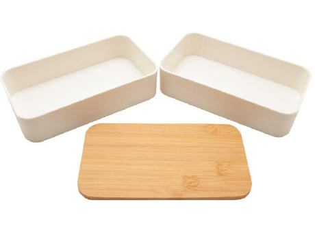 Bento 'Nagano', weiss, mit Bambusdeckel Werbeartikel