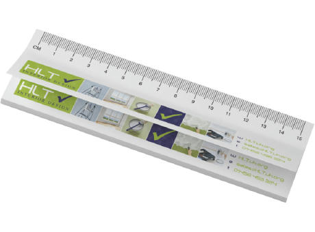 Product image Sticky-Mate® Haftnotizen mit gedrucktem 15 cm Lineal aus recyceltem Material Werbeartikel