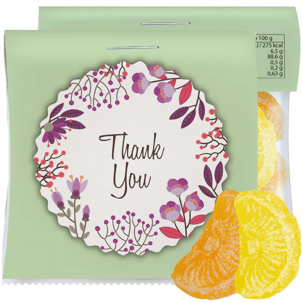 Product image Zitrone und Orangen Bonbons, ca. 17g, Express Midi-Tüte mit Werbereiter Werbeartikel