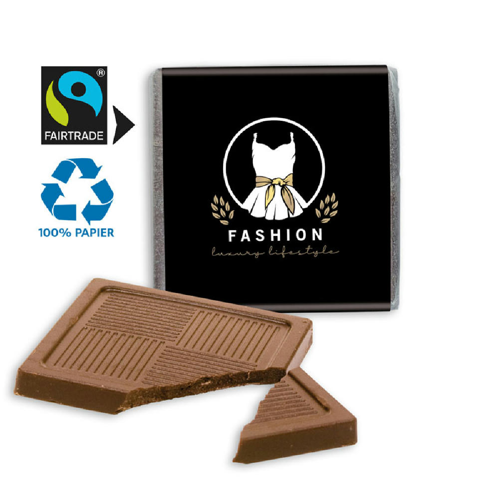 Schokotäfelchen FAIRTRADE - PERGAMIN 100% Papier Werbeartikel