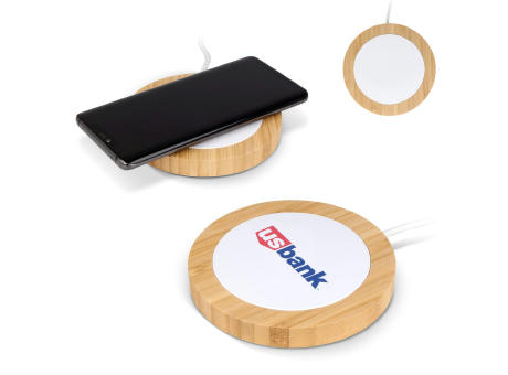 Drahtloses Ladegerät Bambus &amp; RABS 15W Werbeartikel