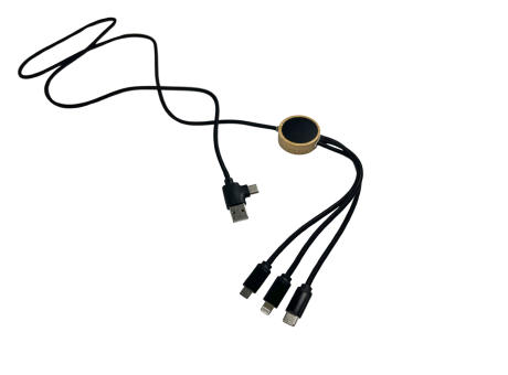 Product image 3in2 Ladekabel mit LED Leuchtlogo 120cm Bambus Werbeartikel