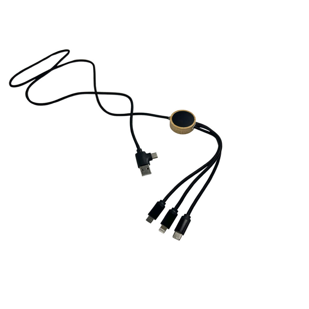 Product image 3in2 Ladekabel mit LED Leuchtlogo 120cm Bambus Werbeartikel