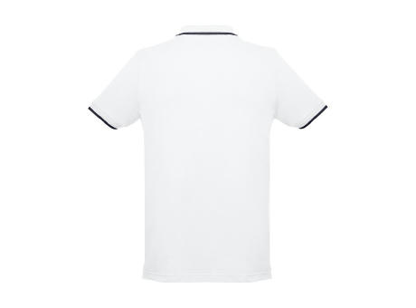 THC ROME WH. Zweifarbiges Baumwoll-Poloshirt für Männer. Weiße Farbe Werbeartikel