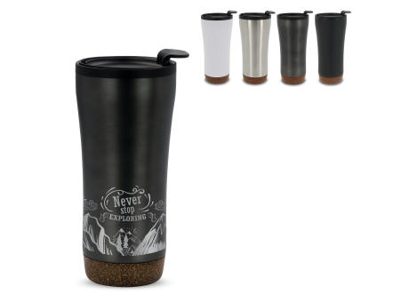 Doppelwandiger Becher mit einem Korkboden 480ml bedrucken
