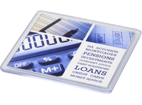 Ellison quadratischer Kunststoffuntersetzer mit Papiereinleger Werbeartikel